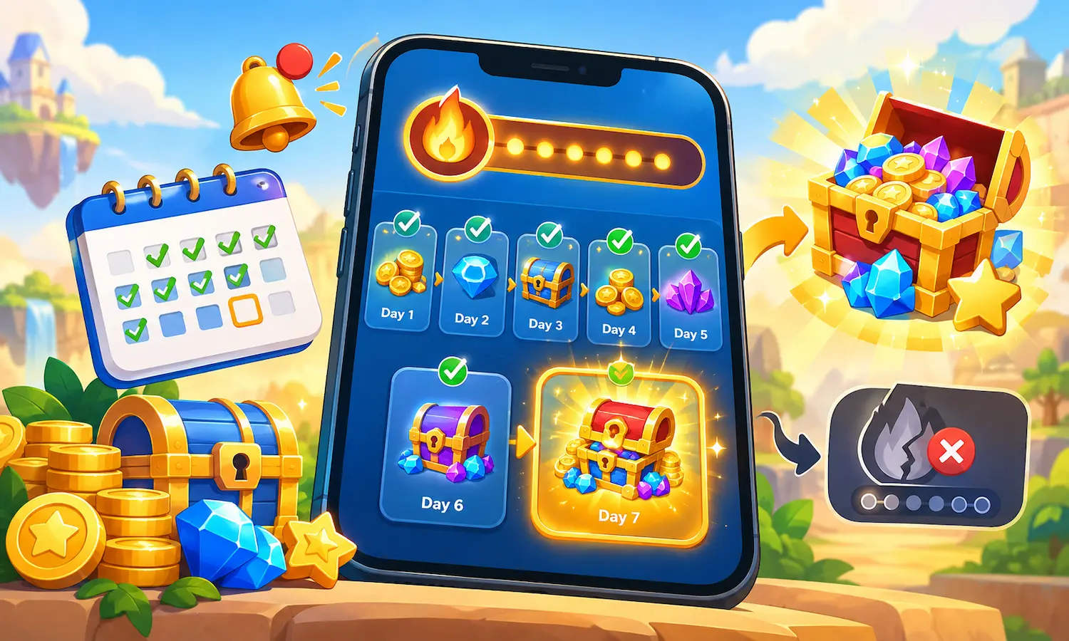 Daily Login Streaks presenting in mobile screen