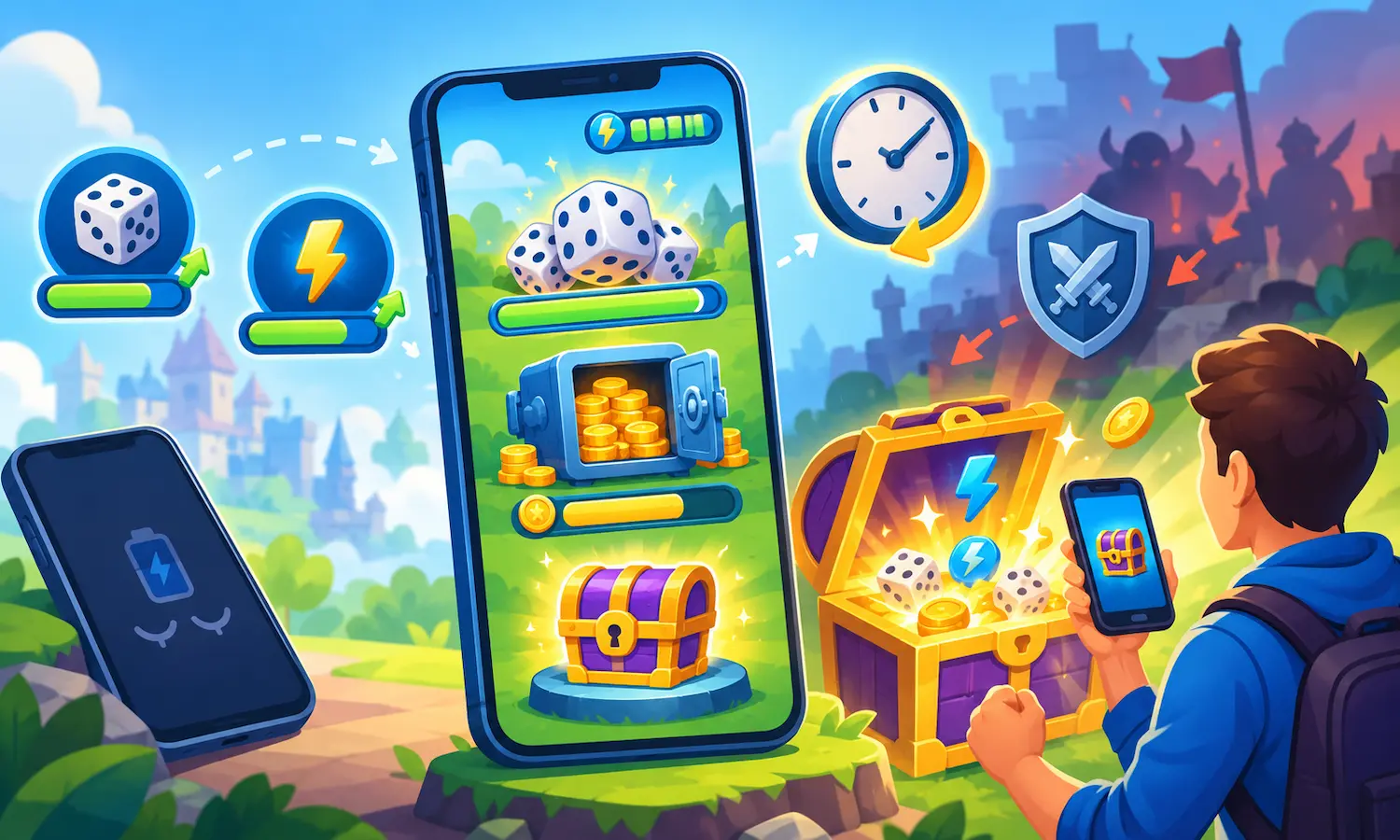 vector illustration for Idle Progress in Mobile Games